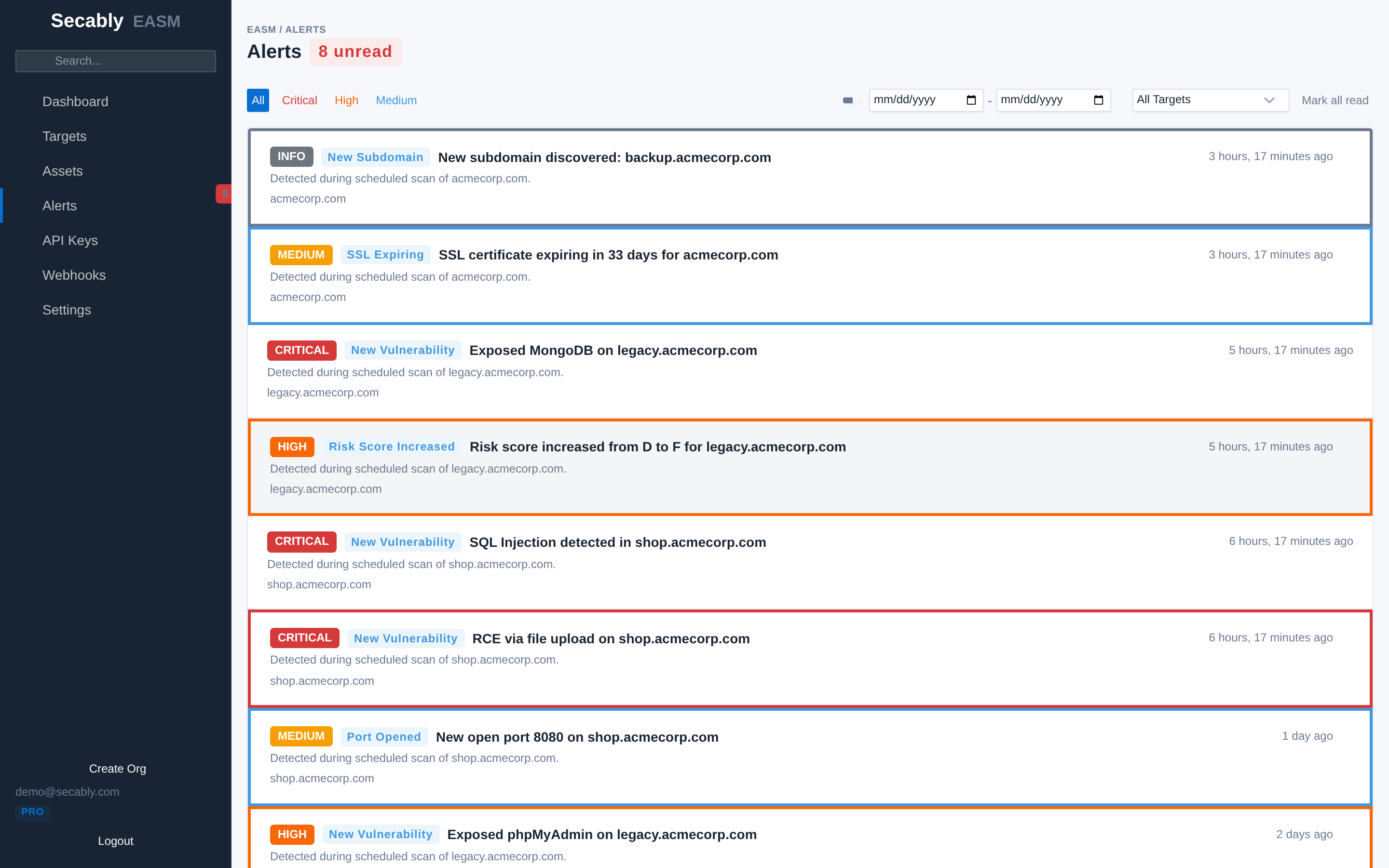 Real-time security alerts